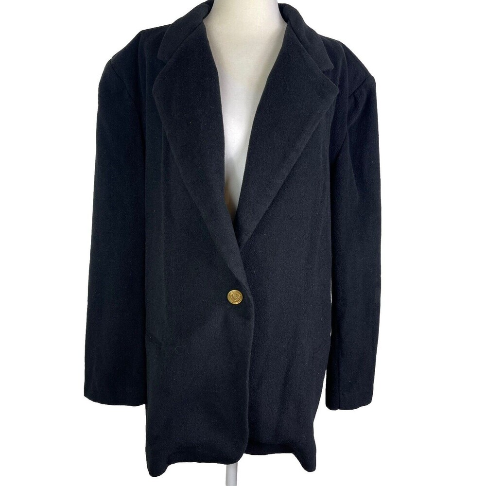 Vtg Westbound Wool Blend Blazer Womans Sz 14 Black Office Career Menswear Preppy